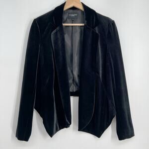 Walter Baker New York Seth Velvet Blazer Jacket Womens Small Black High Low Open